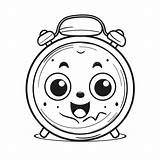 Little Cartoon Smiling Alarm Clock Coloring Page Zdjd Outline Sketch  sketch template