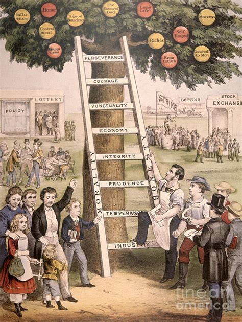 The Ladder of Fortune to the American Dream Drawing by American School - Fine Art America