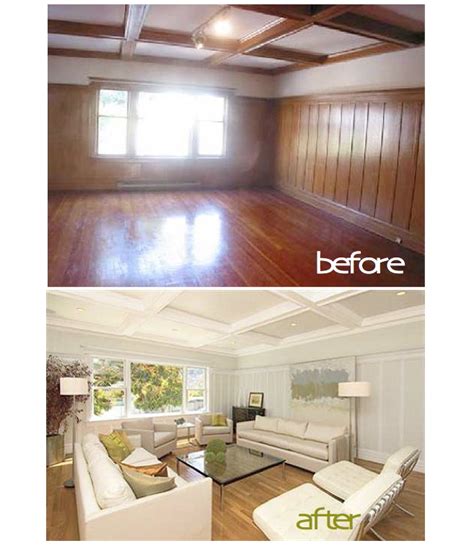 painted wood paneling, before/after - B. B.