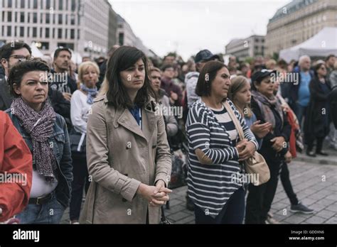 Berlin, Germany. 15th July, 2016. Several hundred people gather to ...