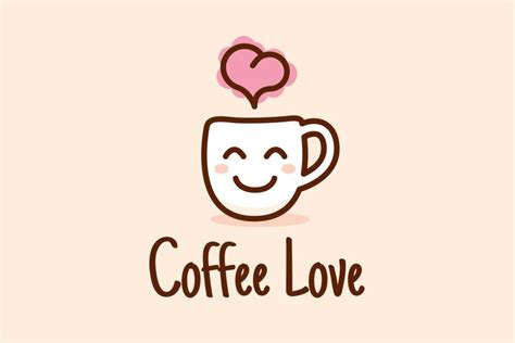 Coffee Love Cute Logo Design