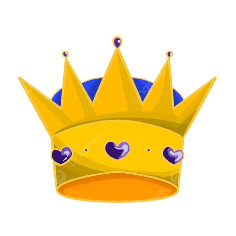 Golden Heart Shape PNG Image, Heart Shaped Sapphire Cartoon Golden Crown, Cartoon Crown, Rights ...