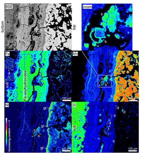 The representative EPMA mapping of thin SIO0000D1 crust sample ...