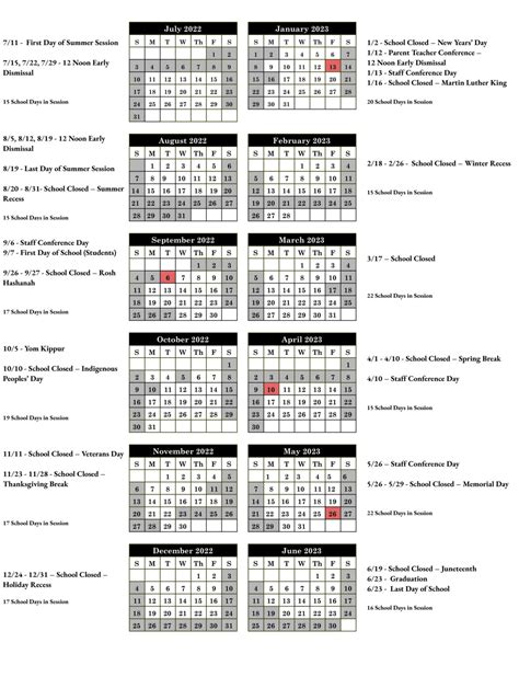 School Calendar - Summit School