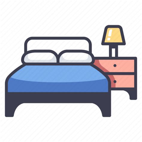 Bed, bedroom, furniture, house, lamp, pillows, room icon - Download on Iconfinder