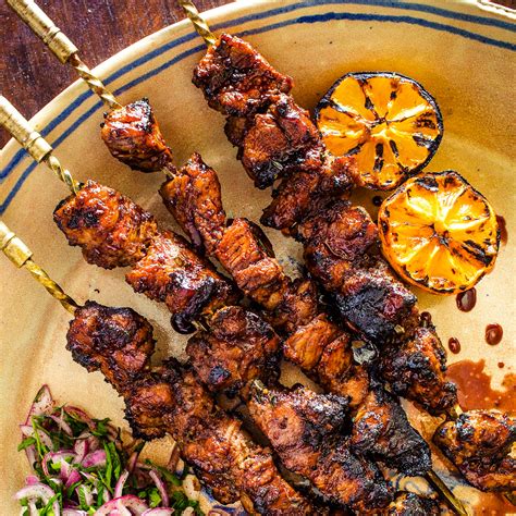 Pomegranate-Glazed Pork Skewers with Dill-Onion Marinade Recipe ...