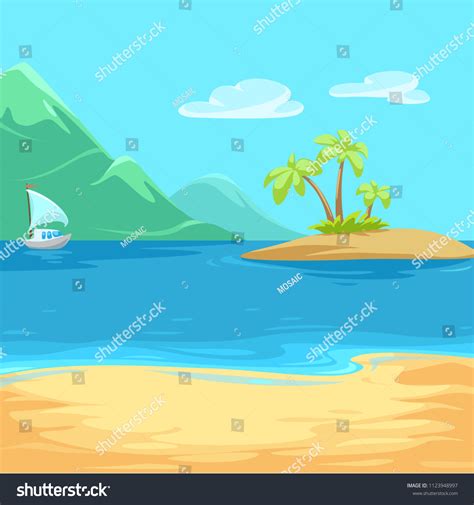 Vector Illustration Paradise Island Bounty Cartoon Stock Vector (Royalty Free) 1123948997 ...