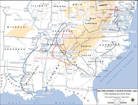 American Civil War - Map, Principal Campaigns