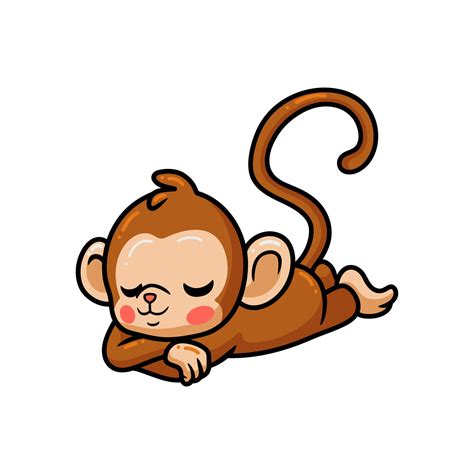 Cute baby monkey cartoon sleeping 9876884 Vector Art at Vecteezy