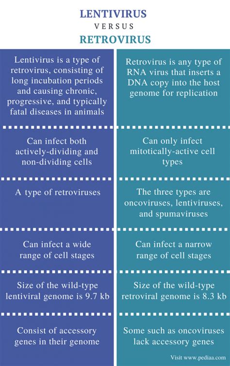 Difference Between Lentivirus and Retrovirus | Definition, Properties, Types, Similarities and ...