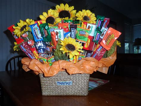 Thank you candy basket Candy Arrangements, Candy Bouquet, Reeses, Pop Tarts, Candy Baskets ...