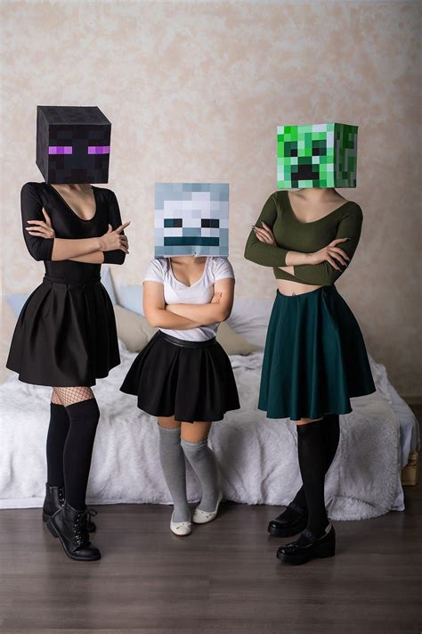 Mask cosplay minecraft creeper / enderman / skeleton / Steve | Etsy