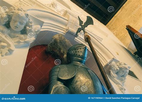 Medieval Halberd In A Medieval Castle In Italy On Blurred Background Stock Photo | CartoonDealer ...