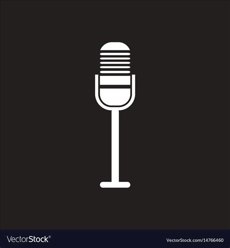 White icon on black background microphone Vector Image