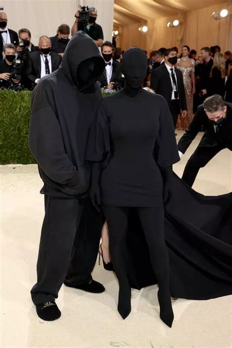 Kim Kardashian dons edgy black bodysuit with face covering as she shows up to Met Gala with ...