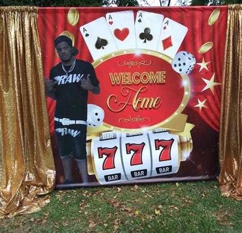 Casino Party Backdrop - Step & Repeat - Designed, Printed & Shipped ...