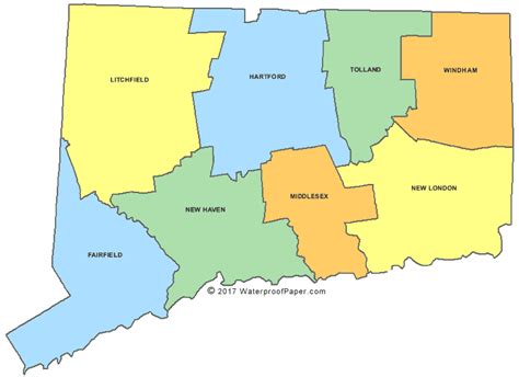 Connecticut County Map - CT Counties - Map of Connecticut