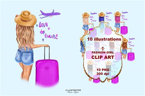 Travel Girl Clipart, Travel Clipart, Travel Girl Png, Fashion Girl ...