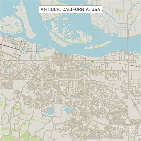 Antioch California US City Street Map Digital Art by Frank Ramspott ...