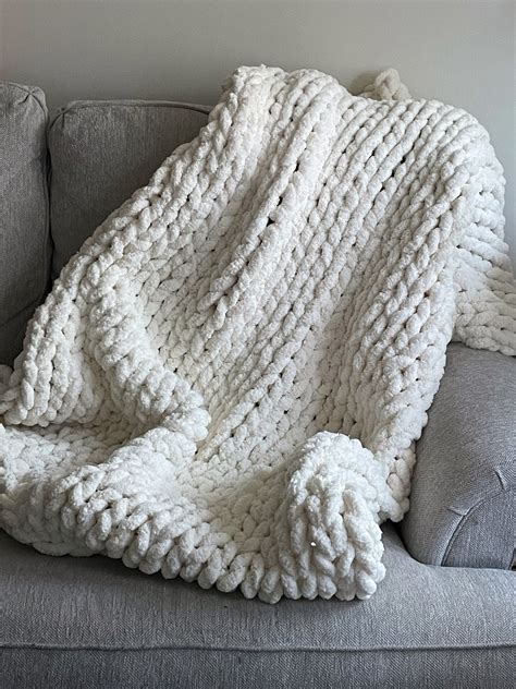 Vintage White Chunky Knit Blanket Throw Blanket Small to | Etsy