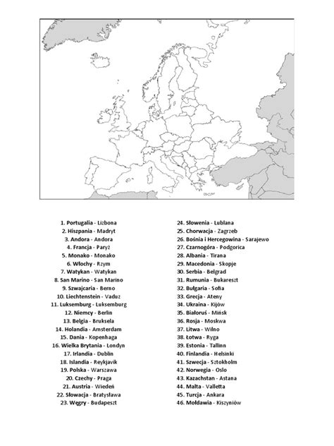 Europa Mapa Polityczna - Panstwa I Stolice | PDF