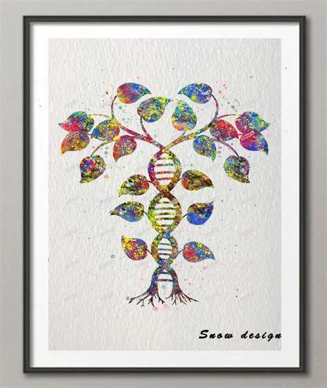 Original DNA tree of life watercolor canvas painting Anatomy wall art poster print Pictures Home ...