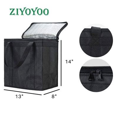 Insulated Fabric Grocery Shopping Bags Soft Cooler Delivery Bag with ...