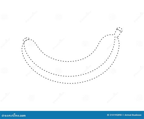 Dashed Banana Outline for Coloring Book Template, Banana for Kids ...