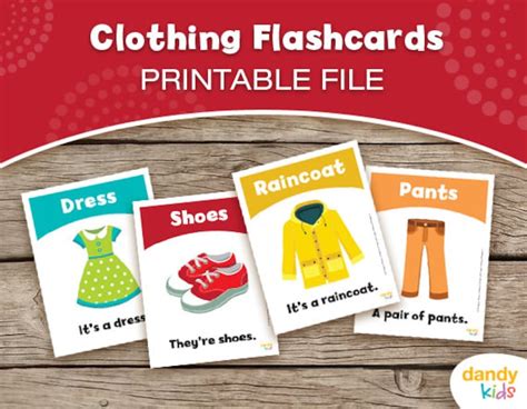 Clothing Flashcards / Printable Flashcards / Set of 20 / | Etsy