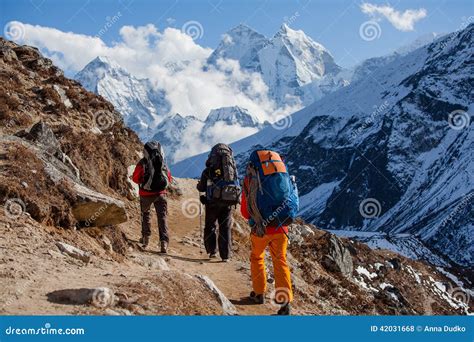 Hiking in Himalaya Mountains Stock Photo - Image of hiker, mountains: 42031668