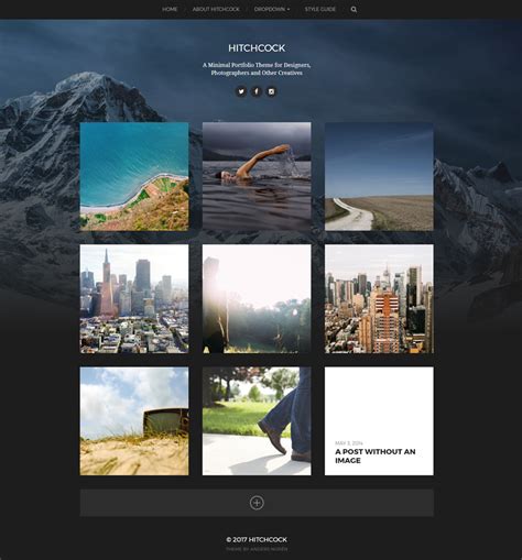 Hitchcock - Free simple, grid portfolio Wordpress theme for designers, photographers - Geethemes