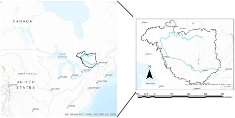 The Ottawa River watershed and its location in North America | Download ...