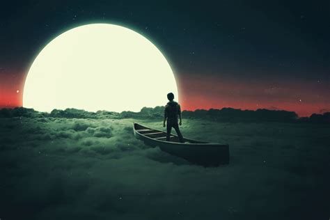 Lonely Person Silhouette Flying in Moon Wallpaper, HD Fantasy 4K Wallpapers, Images, Photos and ...