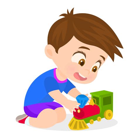 Kid playing with toy railway 1966683 Vector Art at Vecteezy