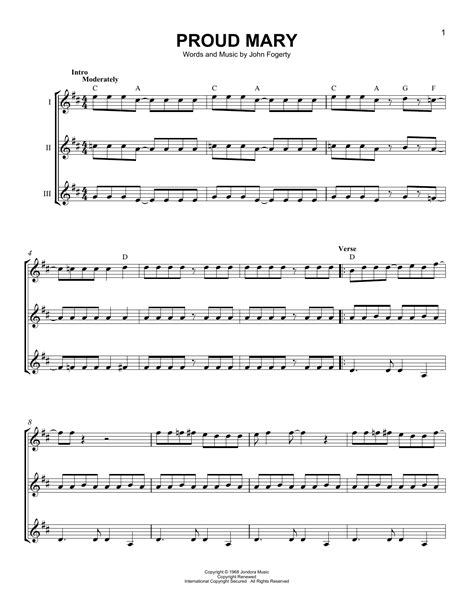 Proud Mary sheet music by Creedence Clearwater Revival (GTRENS – 165714)