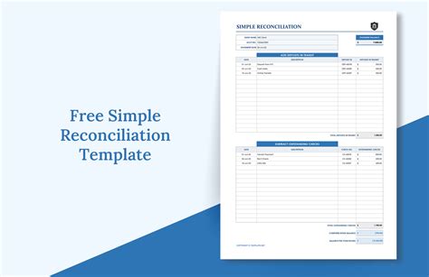 Free Simple Reconciliation Template - Excel, Google Sheets | Template.net