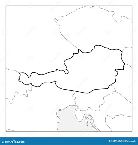Map of Austria Black Thick Outline Highlighted with Neighbor Countries Stock Vector ...