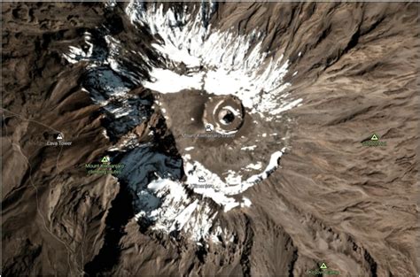 Snow on Kilimanjaro. Satellite photos. 2021