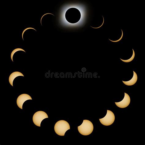 Total Solar Eclipse Phases. Composite Solar Eclipse Stock Illustration ...