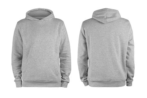 Plantilla De Sudadera Con Capucha En Blanco Gris Para Hombre De Dos Lados Forma Natural En ...