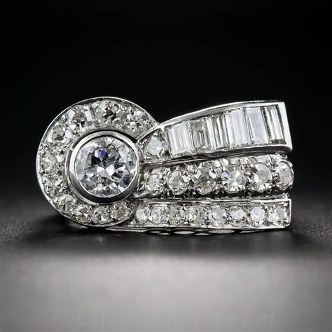 Platinum Diamond Art Deco Ring