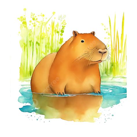 Capybara Of Watercolor, Capybara, Watercolor, Animal PNG Transparent Clipart Image and PSD File ...