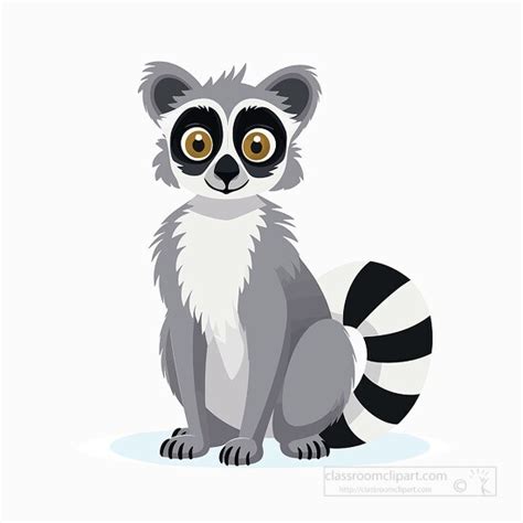 Lemur Clipart-lemur sits showing the unique striped tail clip art