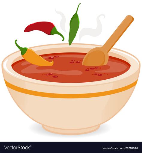 Bowl hot chili soup Royalty Free Vector Image - VectorStock