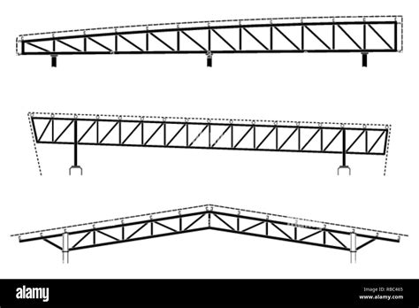 Roofing building, steel frame detail, roof truss set, vector illustration Stock Vector Image ...