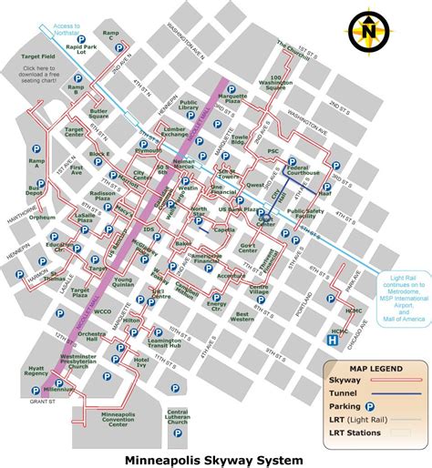 A little outdated as buildings have changed names but a map of the downtown Minneapolis skyway ...