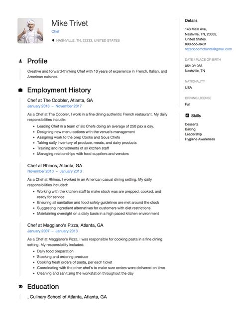 Full Guide: Chef Resume [ + 12 Samples ] | PDF & Word | 2019