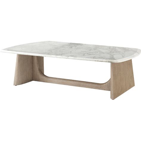 Theodore Alexander Repose Wooden Coffee Table Marble Top — Grayson Luxury