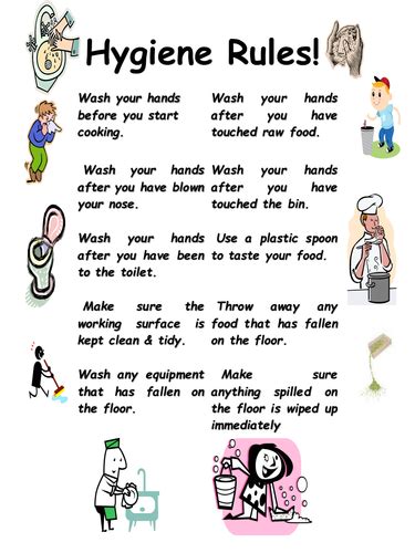 Hygiene Rules in the Kitchen | Hygiene lessons, Rules for kids ...