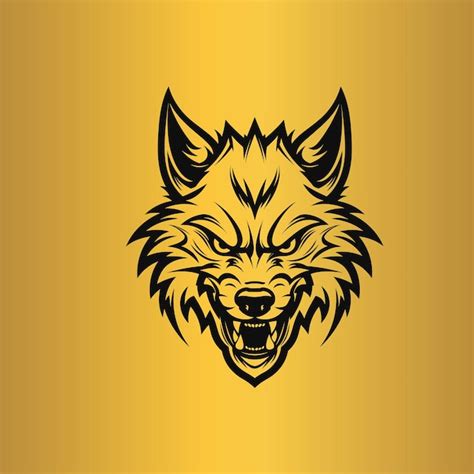 Premium Vector | Black head wolf on gold background